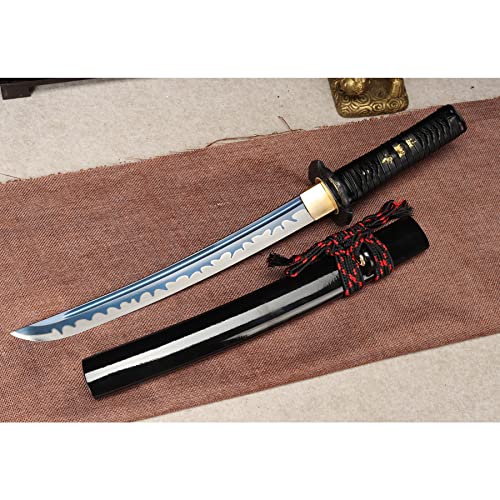 LQSMX sword Kurzer Samurai-Säbel/scharf/Kurzes Samuraischwert echtes Katana Schwert Handgeschmiedeter 1060 Stahl