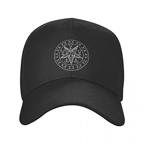 Baseball Cap Classic Unisex Baphomet Baseball Cap Adult Satan Pentagram Verstellbarer Dad Hat für Männer Frauen Sport