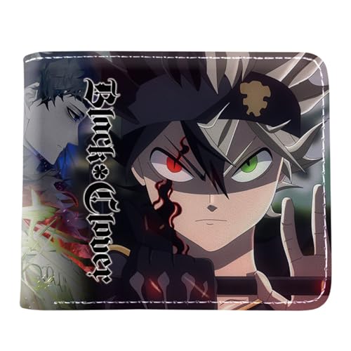 RYNDEX Black Clov-er Kartenetui Anime, Jugend Karikatur Portemonnaie Klein, PU Leather Geldbörse Brieftasche Wallet(Color:Multicolor 4)