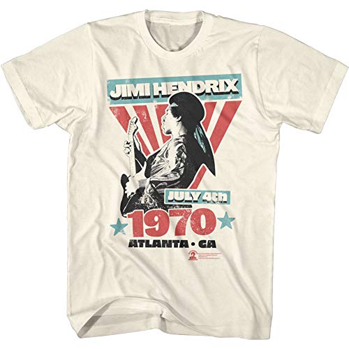 Jimi Hendrix Musician 4. Juli 1970 Atlanta Georgia Concert Vintage Distressed Look Erwachsene Kurzarm T-Shirt - Weiß - Mittel