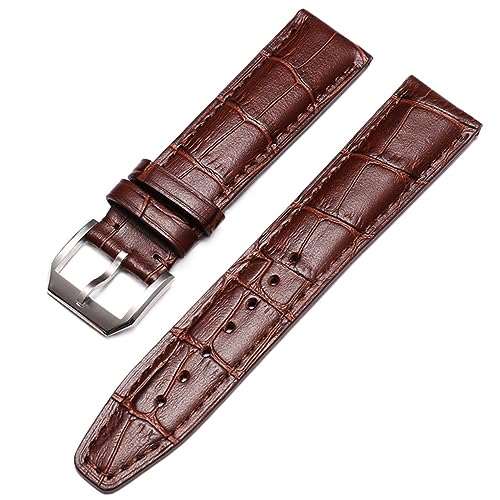 SCRUBY Beobachten Sie Armband für IWC Pilot Watches Portofino Portugieser Männer Strap Watch Accessorie Real Leder Uhren Band Uhrengürtelkette(Brown-Silver Clasp1,20mm)