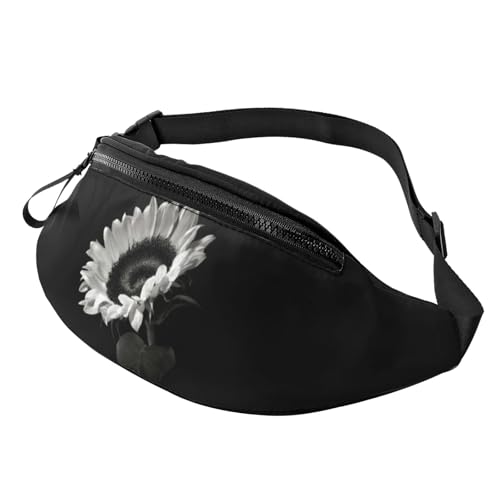 HSJFS Country Farm bedruckte modische Hüfttasche, verstellbare Hüfttasche, lässige Brusttasche, Sonnenblume Schwarz Grau, Einheitsgröße