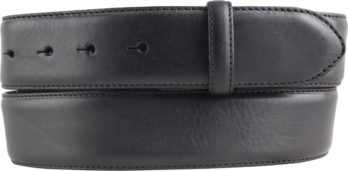 BELTINGER Wechselgürtel aus Vollrindleder mit Naht 4 cm ohne Schnalle | Weicher Druckknopf-Gürtel für Damen Herren 40mm | Jeans-Gürtel mit feiner Struktur | Schwarz 90cm