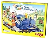 Haba 303736 - Tschu-tschu, kleine Eisenbahn | Brettspiel mit großem Puzzle-Spielplan, Würfel, Eisenbahn, 24 Fahrgast-Plättchen, 3 Weichen und 4 Haltestellen | Spielzeug ab 3 Jahren, 1 Stück (1er Pack)