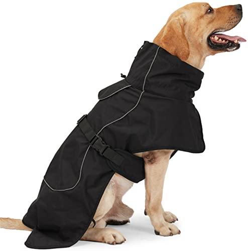 DHGTEP wasserdichte Hundemäntel Winterjacke Reflektierende Winddichte Hundeweste Fleece Kleidung für Mittelgroße Hunde Pitbull Labrador Weimaraner Deutscher Schäferhund (Farbe : Schwarz, Größe : L)