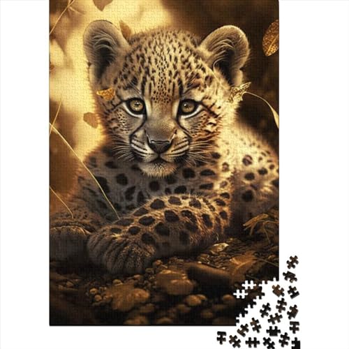 1000-teiliges Puzzle für Erwachsene Teenager. Baby-Gepard-Holzpuzzle für Erwachsene ganze Familie und die (Größe: 75 x 50 cm)