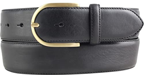 BELTINGER Hochwertiger Jeansgürtel aus Vollrindleder mit goldener Gürtelschließe 4,0 cm | Bombierter Ledergürtel Damen 40mm | Jeans-Gürtel made in Italy | Schwarz 90cm