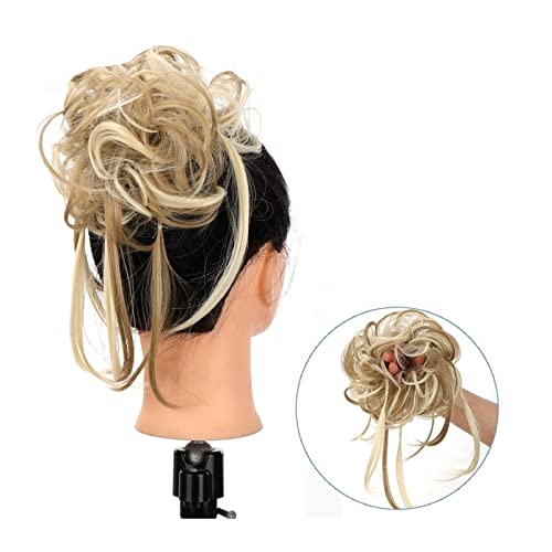 Bun Haarteile Scrunchie-Pferdeschwanz-Haarteile mit elastischem Haarband for Frauen und Mädchen, unordentliches Dutt-Haarteil, superlange, zerzauste Hochsteckfrisur, Haarknoten-Verlängerung, gewellt B