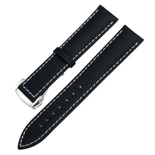 IOTUP Uhrenarmband aus hochdichtem Nylon-Leder, 19 mm, 20 mm, 21 mm, 22 mm, passend für Omega X Watch, Seamaster Speedmaster AT150 De Ville Seiko, Stoff-Uhrenarmband, 21 mm, Achat