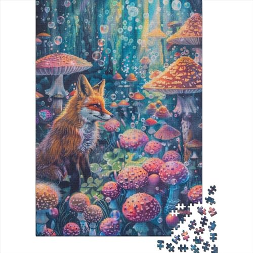 1000 Teile für Erwachsene, schwierige Puzzles, Tierfuchs, Holzpuzzles für Teenager, Geschenke, einzigartige Geburtstags (75x50cm)