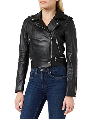 Oakwood Damen Jacke Echtleder 62326, Noir(Noir/Noir), Large