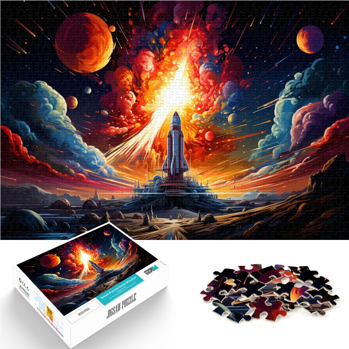 Puzzle zum Verschenken, Magische Bunte Rakete, 1000-teiliges Puzzle für Erwachsene, Holzpuzzle für Familienspaß und Spieleabend, 1000 Teile (50 x 75 cm)