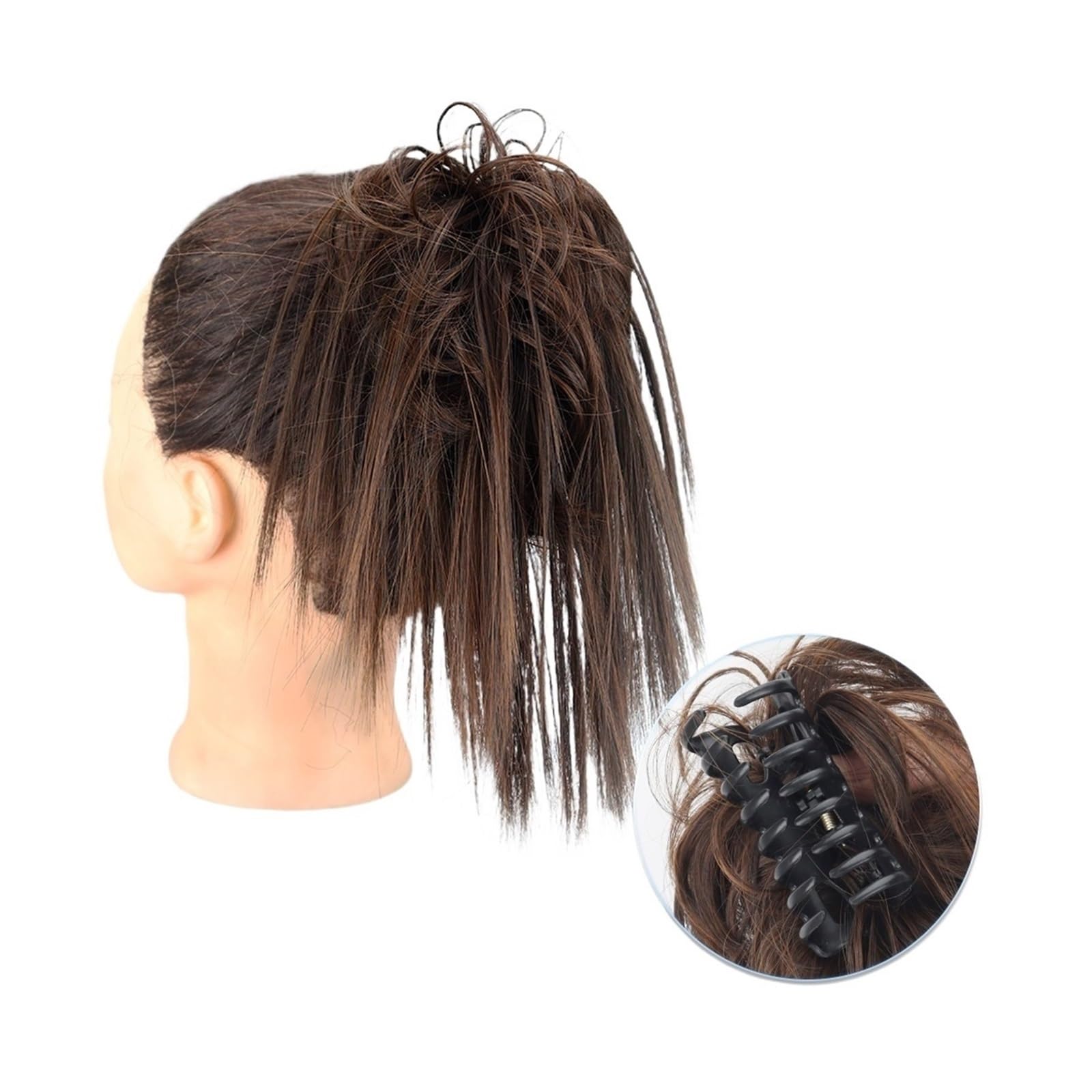 Haarteil Synthetische Haarverlängerung mit Krallenclip, unordentlicher Dutt, flauschiger Chignon, schwarzblonder Haarknoten, Hochsteckfrisur, falsches natürliches Haarteil for Frauen Haarverlängerung(