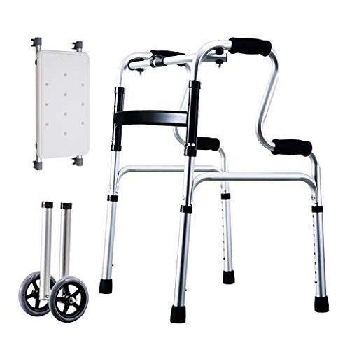 Mobility Walker Faltbarer Gehhilfe, Multifunktions-Gehhilfe, für Behinderte und ältere Menschen, leichtes Aluminium-Gehgestell, leichter Rollator mit Rollen, hochverstellbarer Lichtstern nach vorne