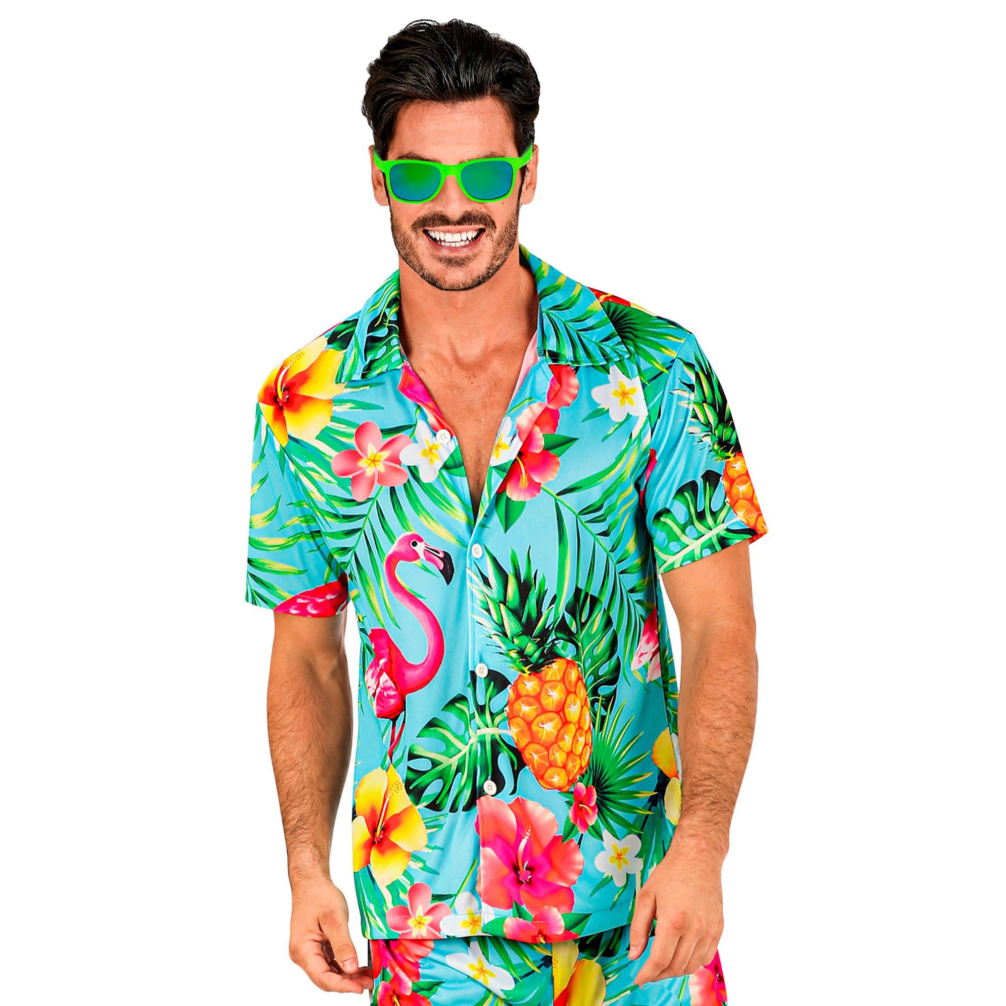 W WIDMANN MILANO Party Fashion - Hawaii Hemd, kurzarm Hemd, Blumen, Aloha, Strand Party, Verkleidung