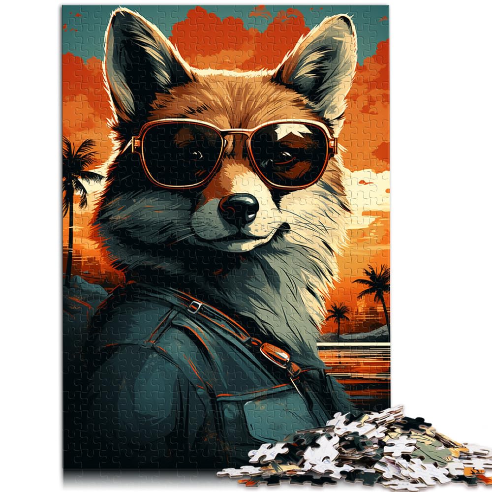 Puzzlespiel „Fuchs-Boss mit Sonnenbrille“ 1000 Teile Puzzle für Erwachsene Puzzle Holzpuzzle – anspruchsvolles Familienpuzzlespiel (50 x 75 cm)