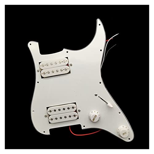 Geladenes Gitarren-Pickguard E-Gitarre HH Plate Komplette Schaltungsanordnung HH Panel HH E-Gitarre Panel Pickup Weiß (Color : White)