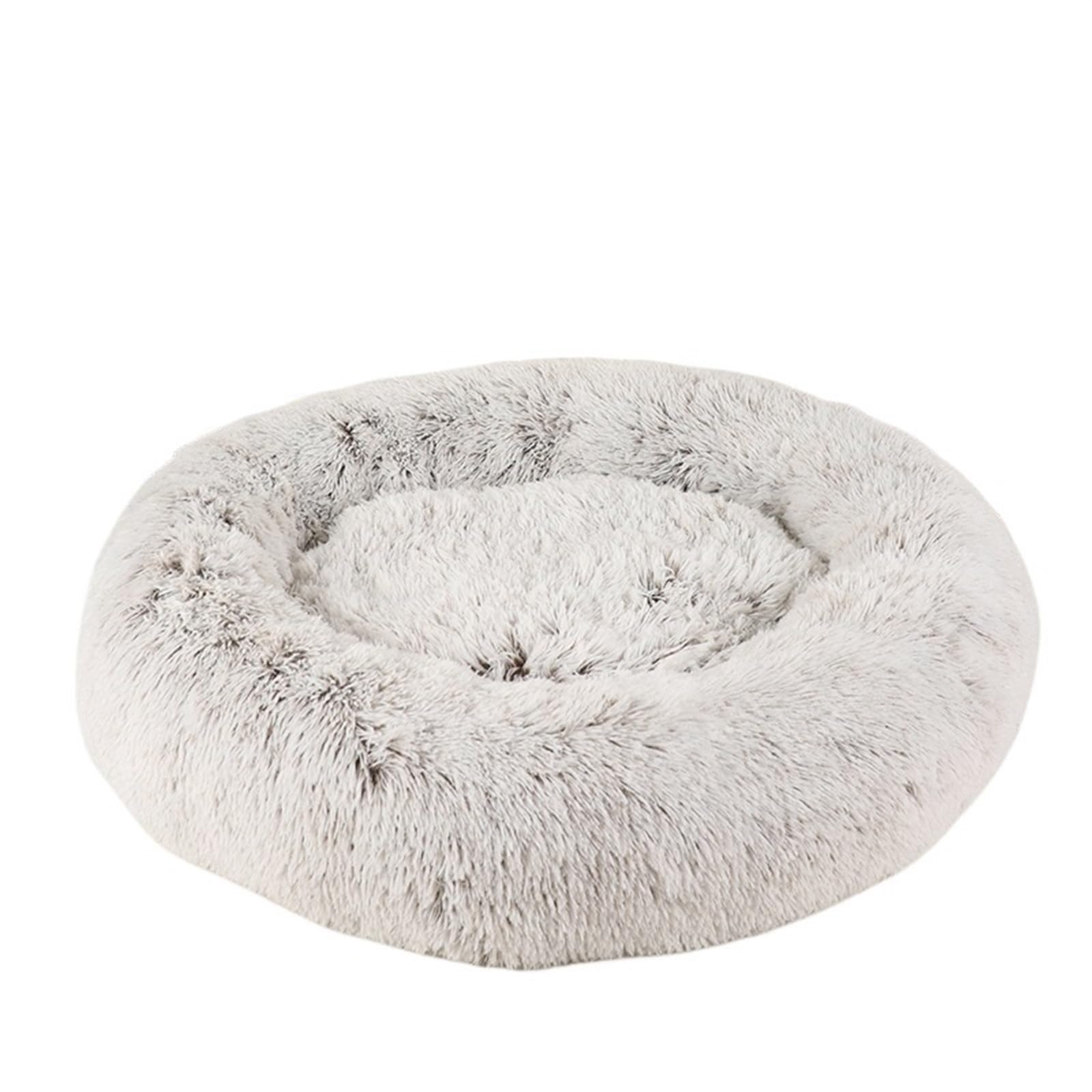 UVDS Katzenbett Haus Donut Rundes Sofa Zubehör Winter Haustierzubehör Warme Produkte Kissen Korb Kätzchen Matte for Katzenhundebetten (Color : Gradient Coffee, Size : 100cm)