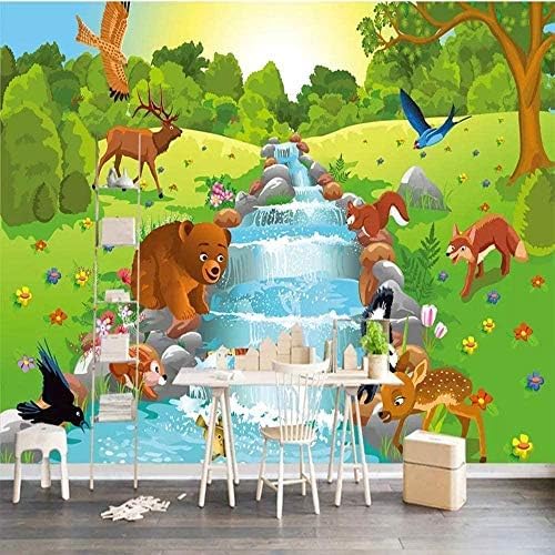 XLMING Cartoon Tier Wald Bär Kinderzimmer 3D Tapeten Home Esszimmer Sofa Schlafzimmer Wohnzimmer TV Hintergrund-200cm×140cm