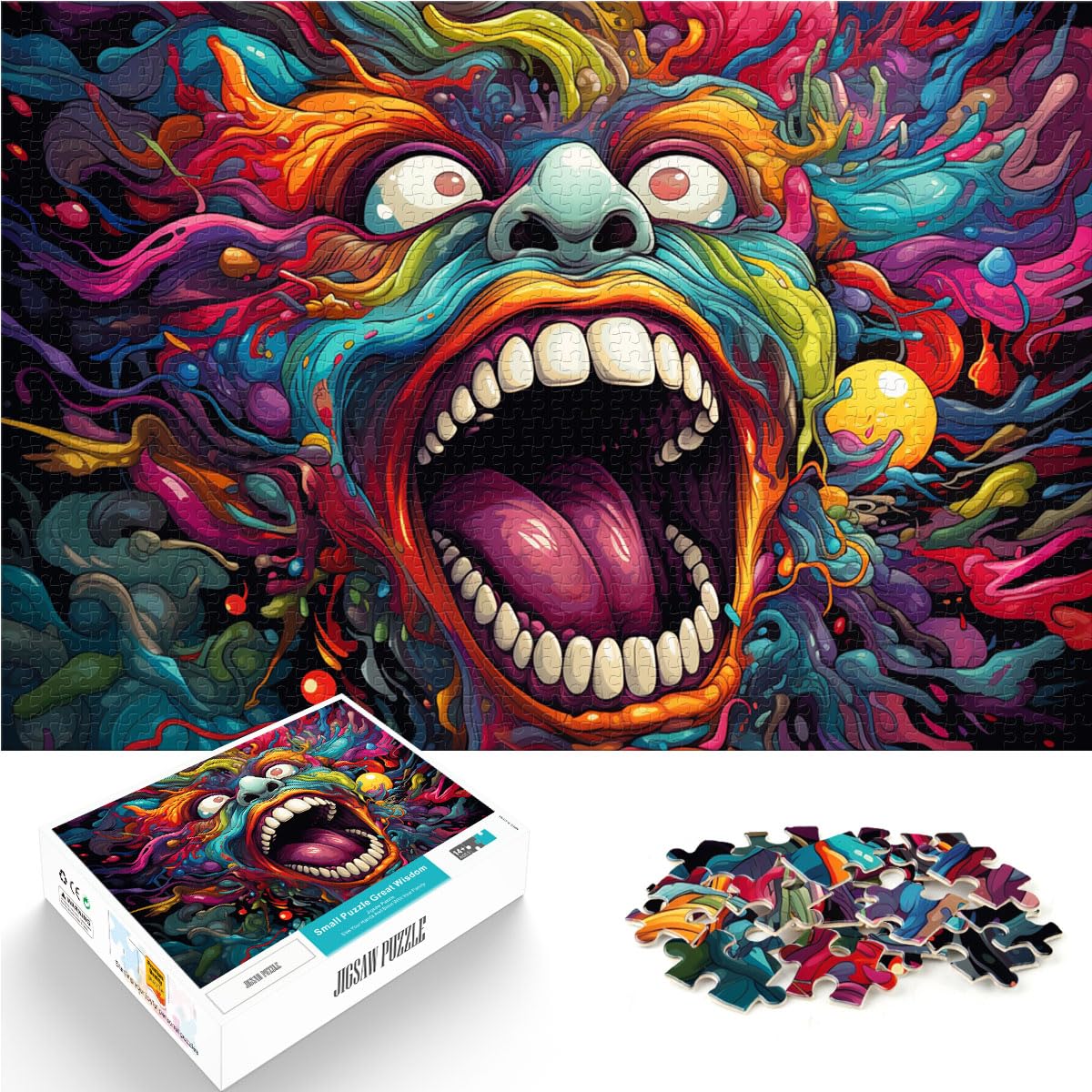 Puzzle | Puzzles Bunte Psychedelie Psychedelischer Monster. Puzzle 1000 Teile für Erwachsene. Holzpuzzle, lustige Familienspiele, 1000 Teile (50 x 75 cm)