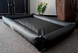 Hundebettenmanufaktur Hundebett Hundesofa Schlafplatz wendbar komplett aus Kunstleder PicoBello Farbe und Größe wählbar (100 cm X 70 cm, schwarz)