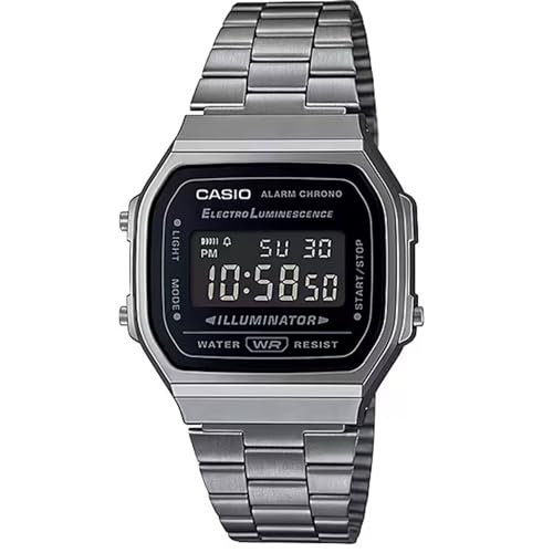 Casio G-Shock Unisex A168WGG-1BVT Digital Vintage Watch Silver