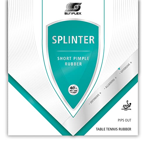 Sunflex Splinter Tischtennis-Belag | professionelle Kurz Noppe | ITTF zugelassen | variantenreiches Spiel + hohe Spinwerte | 2,0mm Schwamm | schwarz