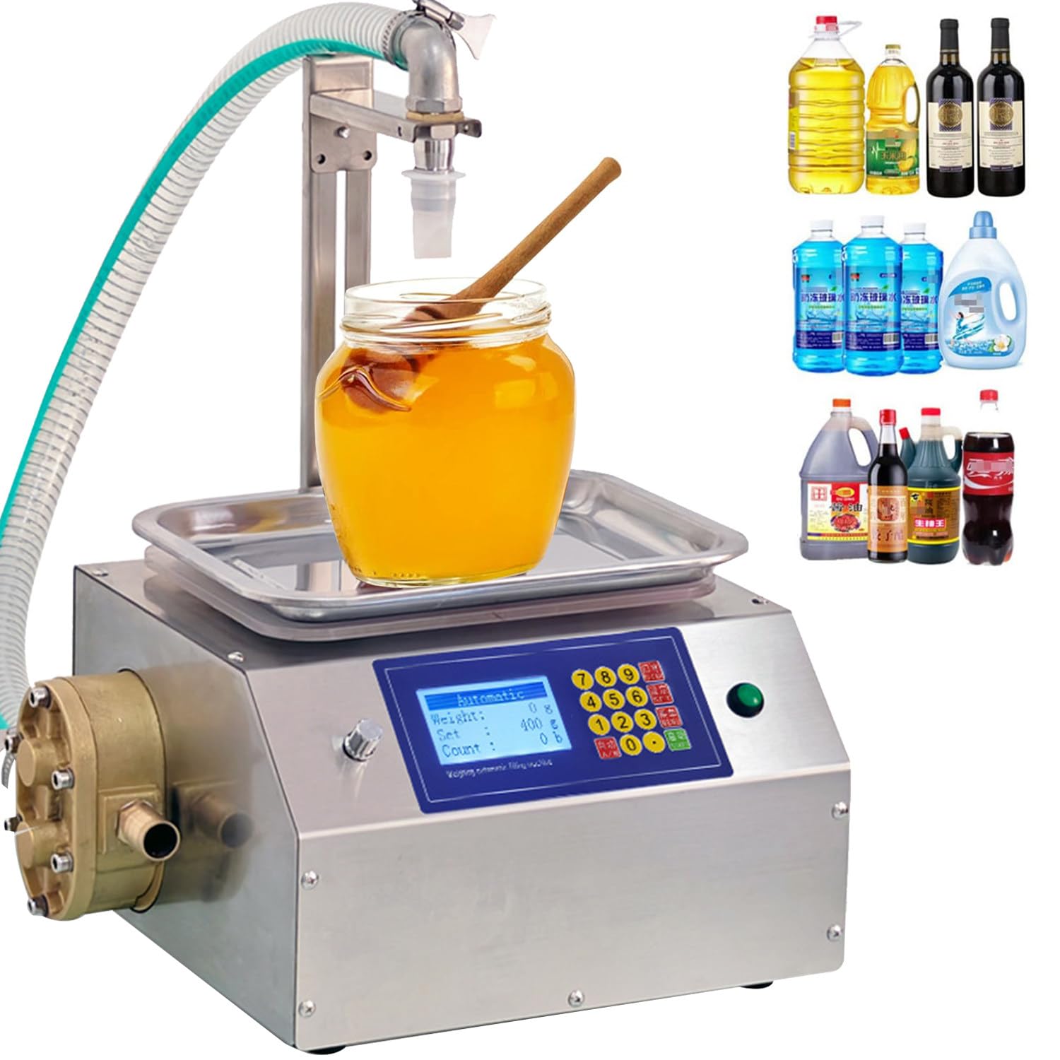 Qiang 20Ml-10000Ml Automatische Abfüllmaschine Für Flüssigkeiten Paste,Quantitative Honigflaschenabfüllmaschine 15L/Min Flaschenabfüll Und Wiegeabfüllmaschine Für Honig,öl,Sesampaste