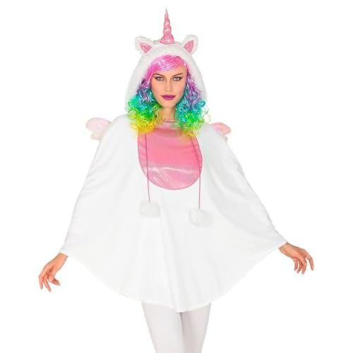 Widmann 48166 - Kostüm Einhorn, Poncho mit Kapuze, Einheitsgröße für Erwachsene, Karneval, Mottoparty