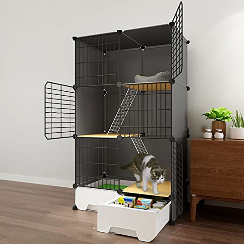 Katzenkäfig, Katzenkiste, Katzengehege für den Innenbereich, DIY-Katzenlaufstall, Catio, abnehmbarer Katzenlaufstall aus Metalldraht, großer Auslaufbereich, ideal für 1–2 Katzen, S