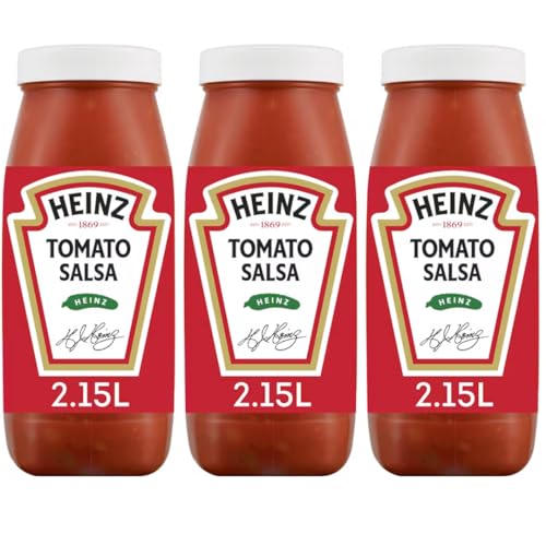 Heinz Tomato Salsa Fruchtig, pikante Sauce auf Tomatenbasis mit großen Stücken roter und grüner Paprika und Zwiebeln 2,15 Lt x 3 STÜCK + pufai