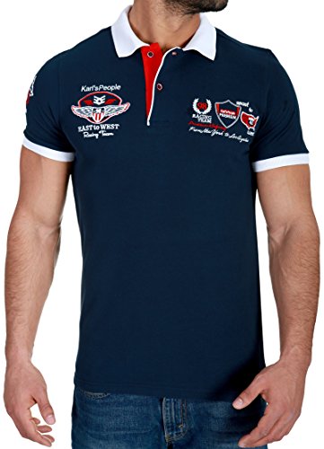 Karl's People Herren Poloshirt mit hochwertigen Stick Details Menswear Fahsion T-Shirt Polo 6681 (S, Navy)