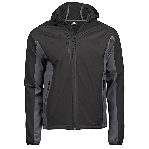 Tee Jays Jacken Herren Kapuzen 3-Lagen Softshell Jacke Mehrfarbig Black/Dark Grey 3XL