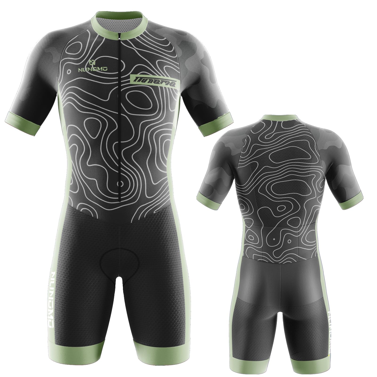 Herren Fahrrad Skinsuit,Triathlon Anzug Herren Herren Radsportanzug gepolstert einteilig Trisuit Bike Top Short Trisuit Einteiler für Wettkampf Mit 9D-Kissen Run, Cycle, Swim (TYPE-9,4XL)