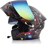 Klapphelm Motorradhelm,Bluetooth Integralhelm,Mit Doppelvisier, ECE Genehmigt,30m Bluetooth-Gegensprechanlage,Intelligente Geräuschunterdrückung,Wasserdicht,Ganzjährig Verfügbar