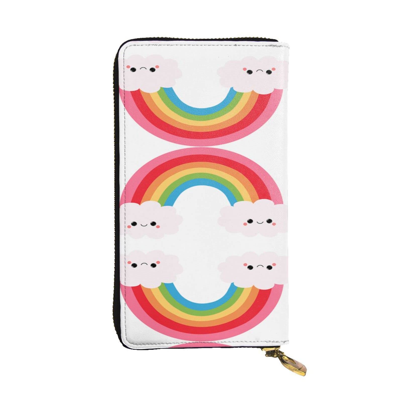 DMORJ Kleine lange Clutch aus Leder, Regenbogenfarben, 19 x 10 cm, bequem, leicht, wasserdicht, langlebig, schönes Geschenk, Schwarz, Einheitsgröße, Schwarz , Einheitsgröße