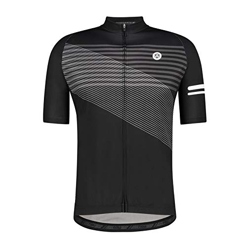 AGU Striped Fahrradtrikot Essential Herren, Atmungsaktive Radtrikot, Schnell Trocknend Material, Fahrradbekleidung für Männer, aus 100% Polyester, Schwarz - XXL