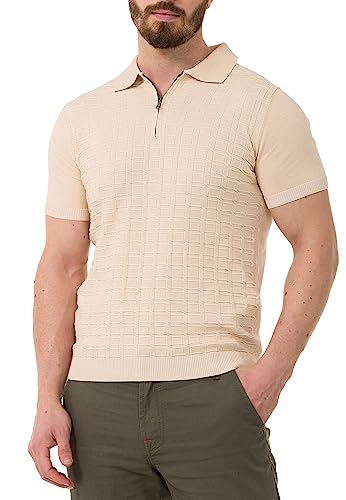 Cipo & Baxx Herren Poloshirt Strıck Reıßverschluss Kurzarm CT752 Beige M