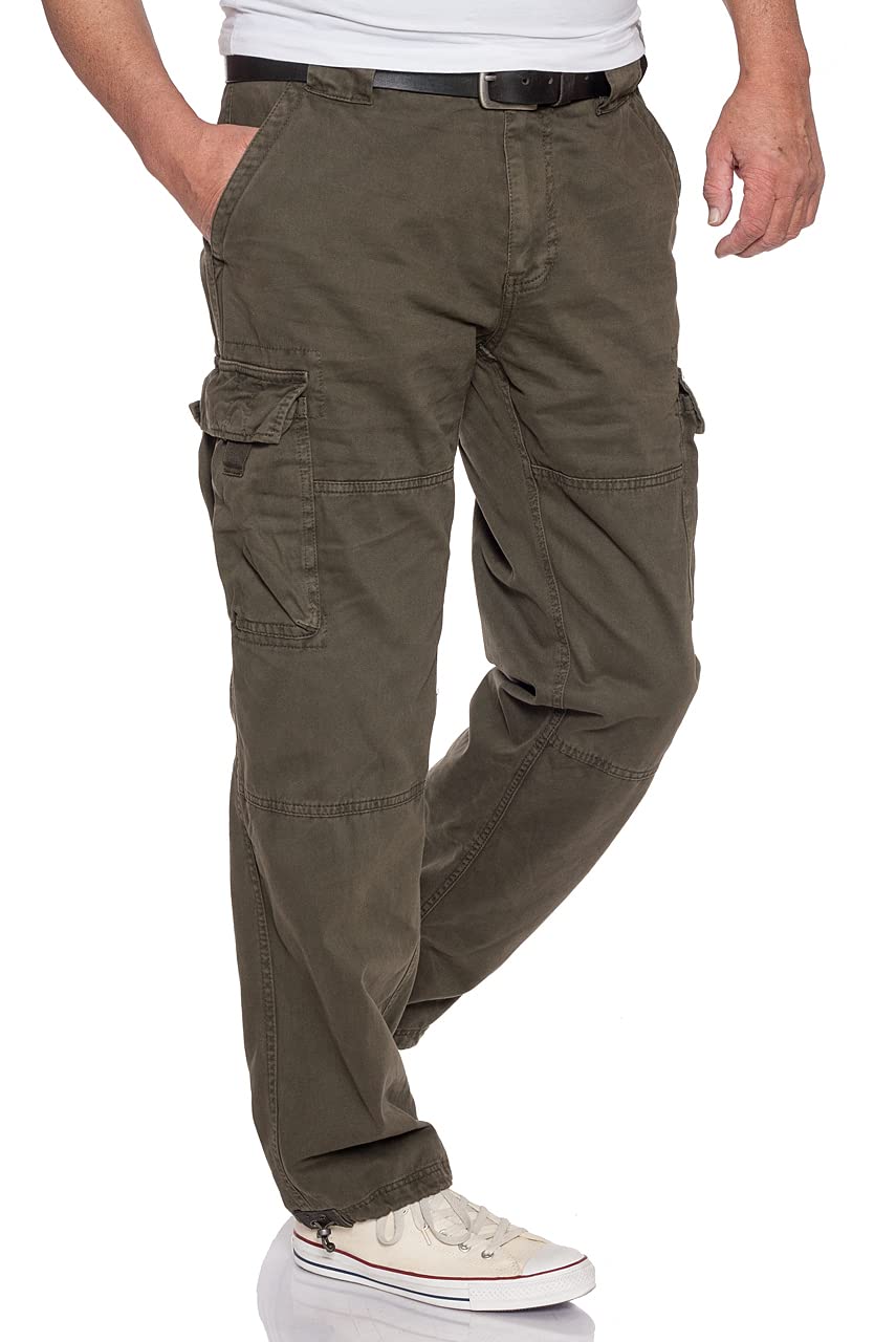 Jet Lag Herren Cargohose 21-753 Long Outdoor Seitentaschen Männerhose, Farbe:Oliv, Größe:2XL