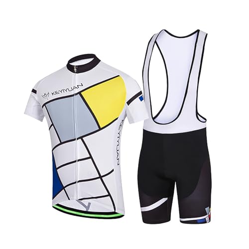 Sommer-Radsportanzug-Set für Herren, Radtrikots, leicht, atmungsaktiv, Kurzarm-Oberteile mit Gel-gepolsterter Trägerhose, Style 2-L(EU M)