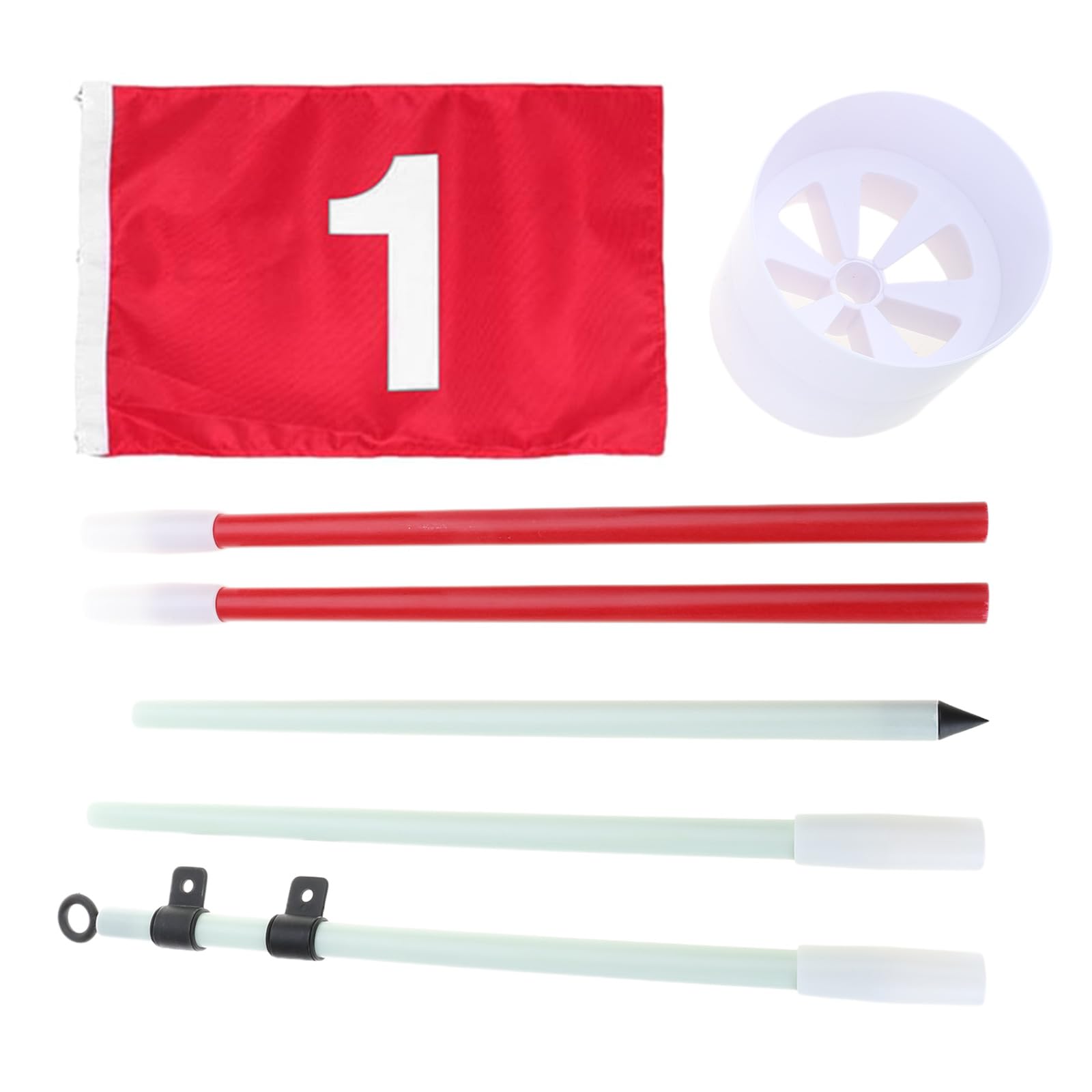 JUNNASALIKER Golfflaggen-Set, Nylon, tragbar, Flaggenstab, doppelseitig, nummeriert, Golfflaggen und Lochbecher