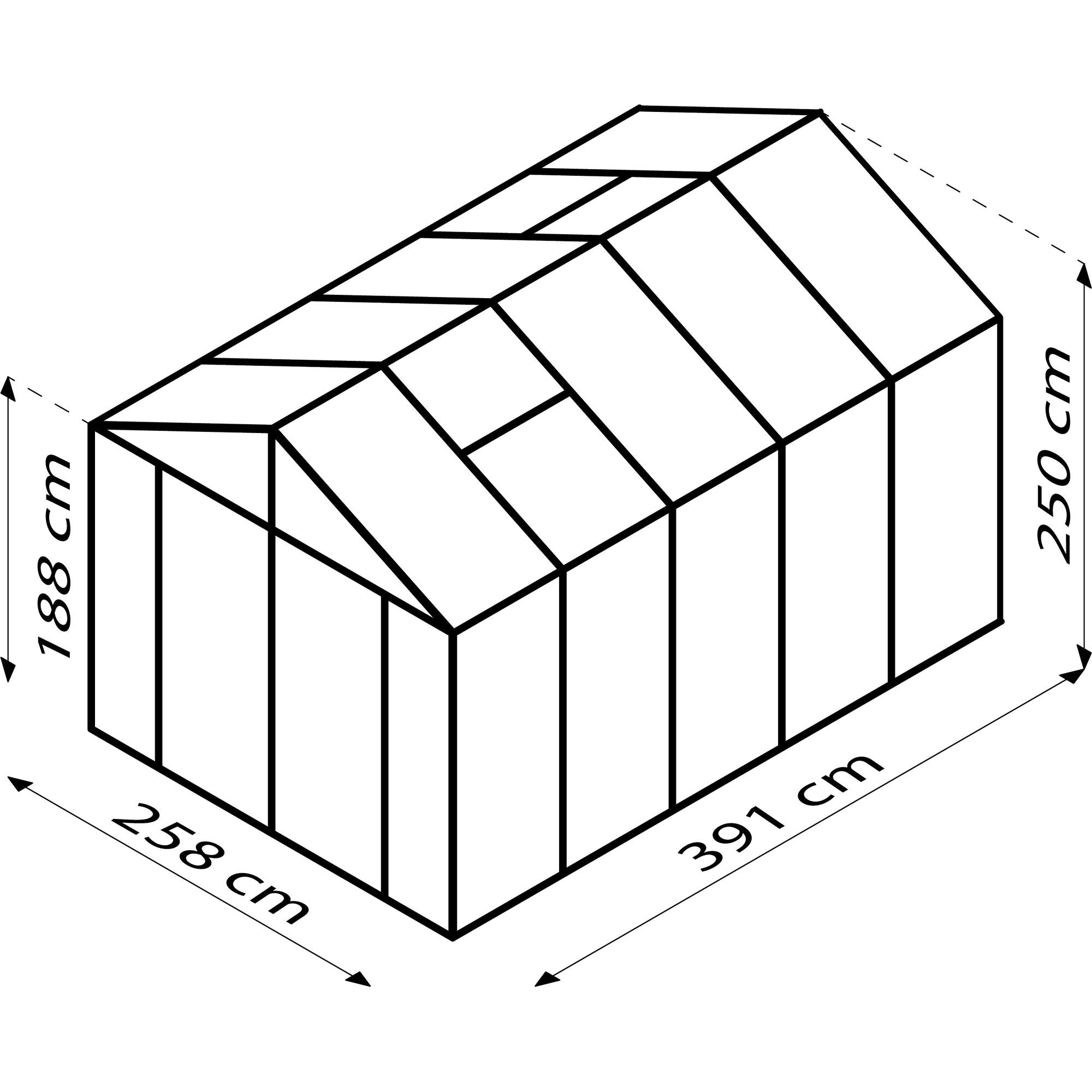 Vitavia Gewächshaus 'Zeus Comfort 10000' 10 m² 266,2 x 398,6 cm 16 mm Hohlkammerplatten schwarz 3