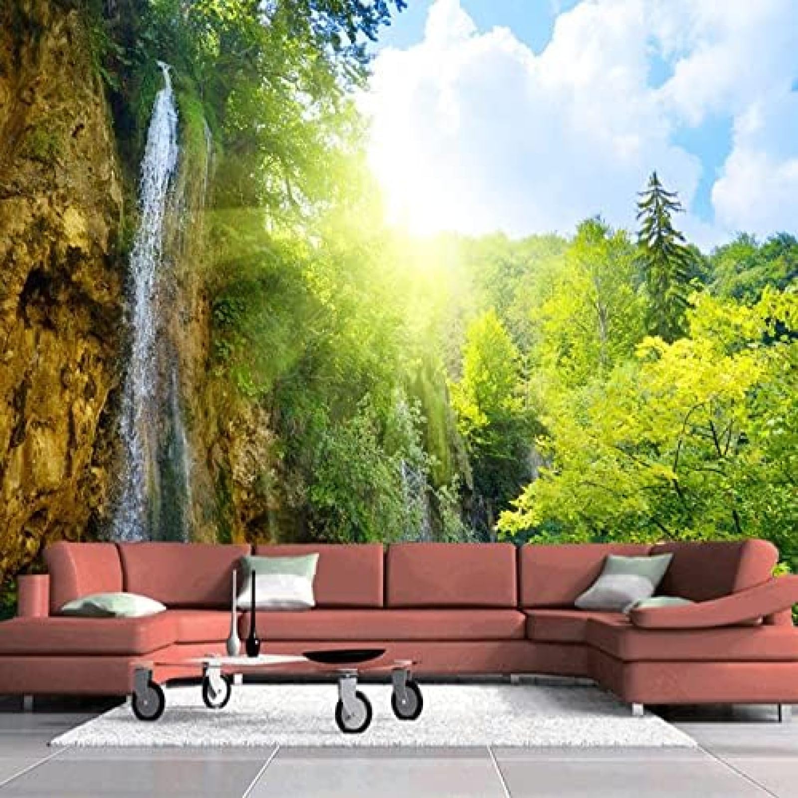 XLMING Wasserfälle Landschaftliche Seen 3D Tapete Wohnzimmer Sofa Schlafzimmer Esszimmer Home Dekoration Wand-250cm×170cm