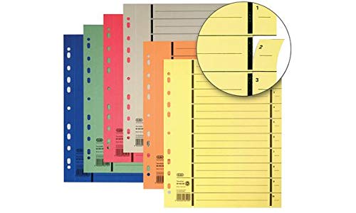 ELBA Trennblätter mit Perforation, DIN A4 Überbreite, orange aus Manilakarton, 250 g-qm, schwarzer Linienaufdruck 1-10 (06456 OG)