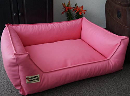 Hundebett Hundesofa Schlafplatz Kunstleder Similpelle Farbe und Größe wählbar von XS bis XXL (105 cm X 80 cm, rosa)