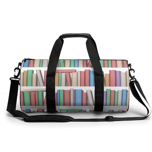 Bücherregal Sport Duffel Bag Sporttasche Reisetasche Handgepäck Tasche Schwimmtasche Weekender Bag 45x23x23cm