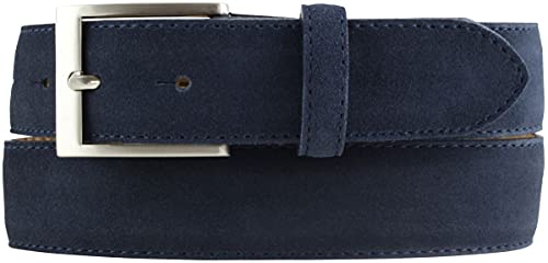 BELTINGER Gürtel aus Veloursleder 3,5 cm | Weicher Velour-Ledergürtel für Herren 35mm | Anschmiegsamer Wildleder-Gürtel | Marine 100cm