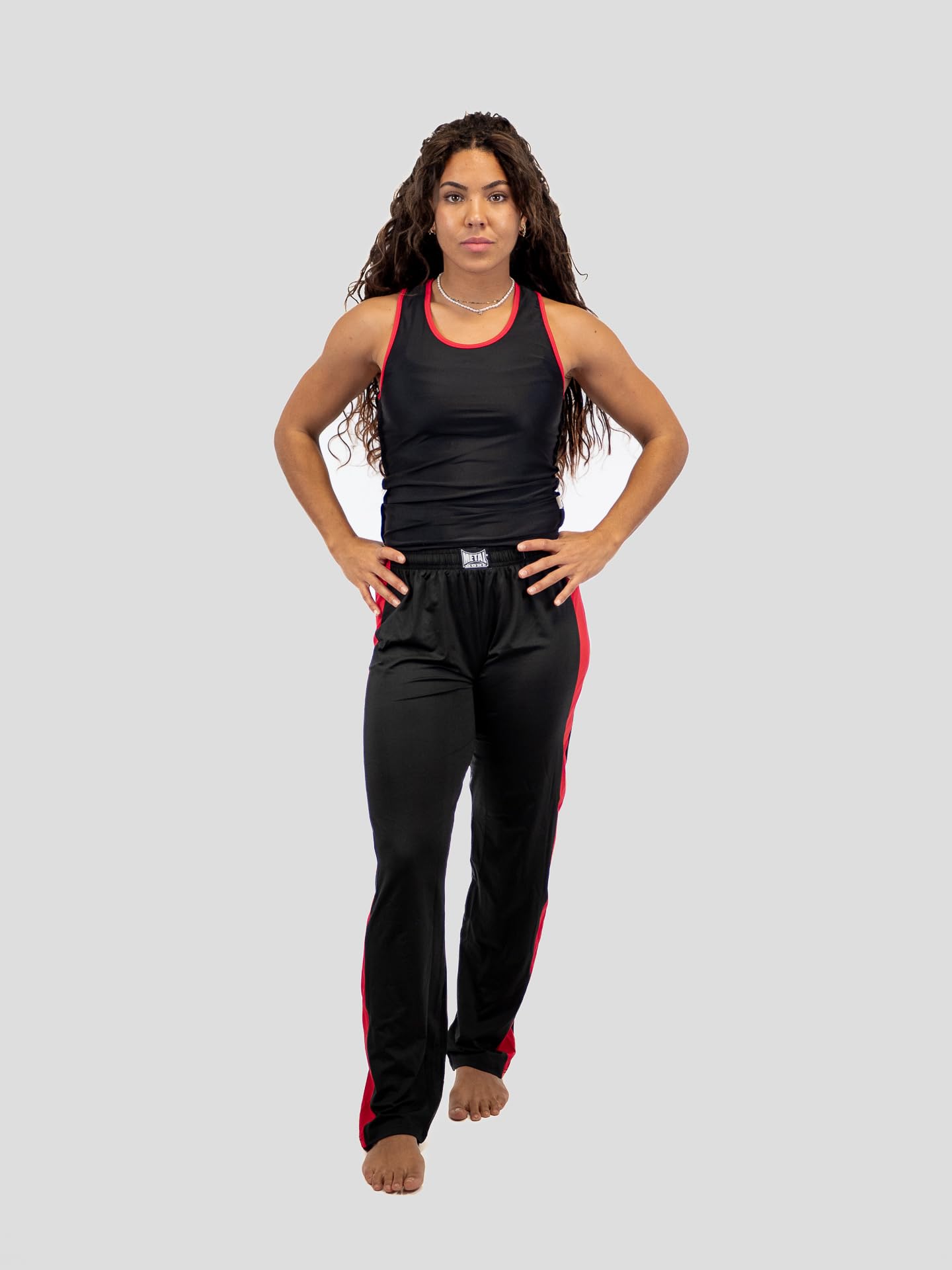 METAL BOXE Unisex – Erwachsene Pantalon Boxe Française Noir/Rouge Taille 140cm Boxhose, Schwarz/Rot, 140