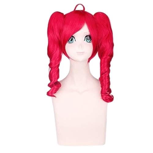 LINLINCD-Wig Anime Cosplay Perücke for Fasching Nachtleben CluI Party Dress Up Perücke Vocaloid Accent Teto Red Split Pferdeschwanz Cos Wig