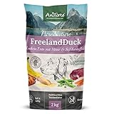 AniForte Ente Trockenfutter für Hunde 2kg – Leckere Ente mit Hirse, Süßkartoffeln & Kräutern, Vitamine für Hunde, Halbfeuchtes Trockenfutter, Hundefutter trocken glutenfrei für Allergiker